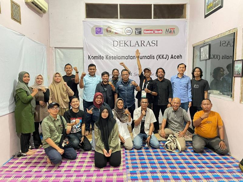 Deklarasi KKJ Aceh di sekretariat AJI Banda, Sabtu, 14 September 2024 (Foto: AJI Banda Aceh) 